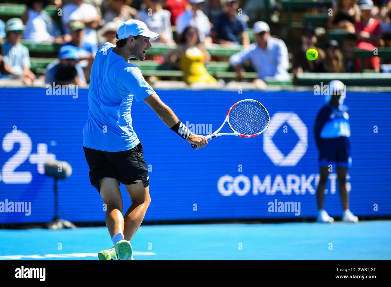 Dominic Thiem of Austria seen in action during third match of Day 2 of ...