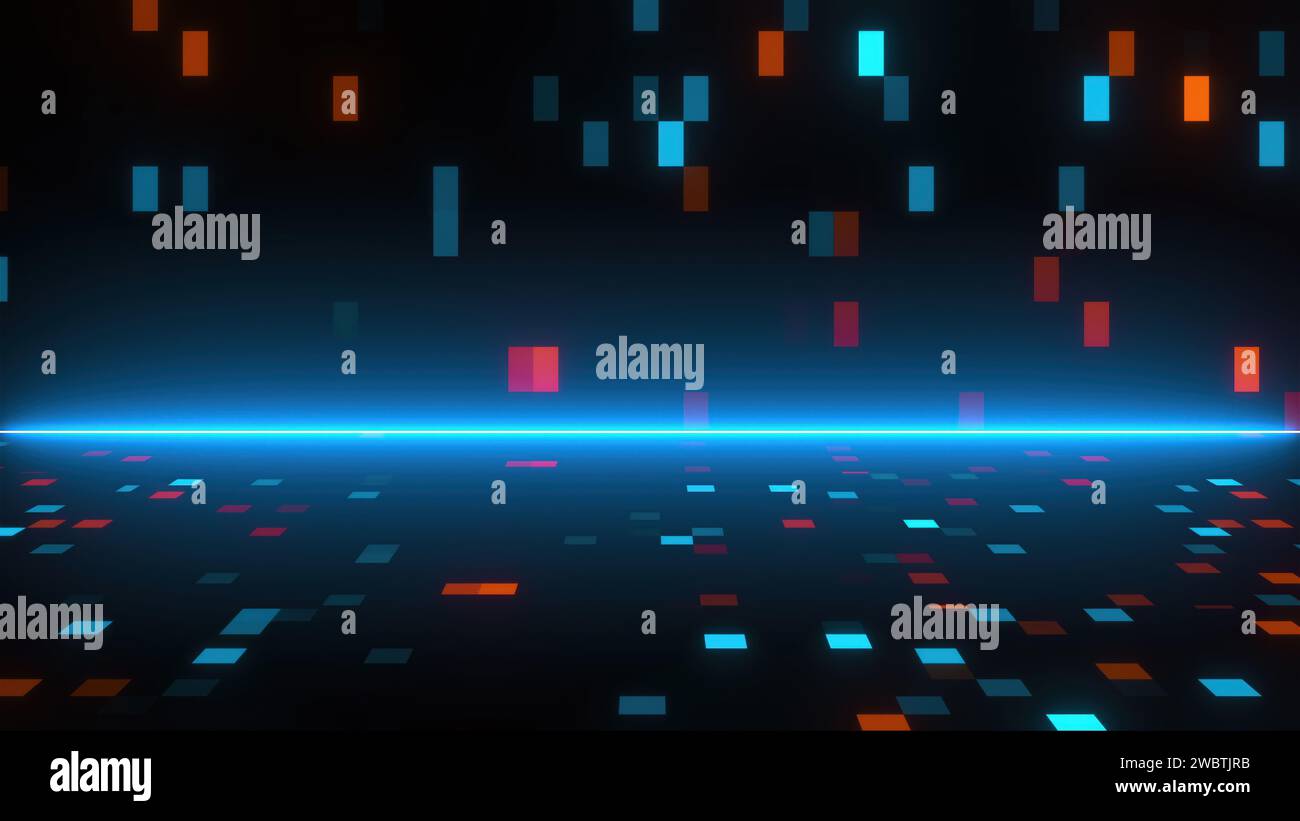 Block Technology Background Abstract technology background with blocks and neon line. Computer ...