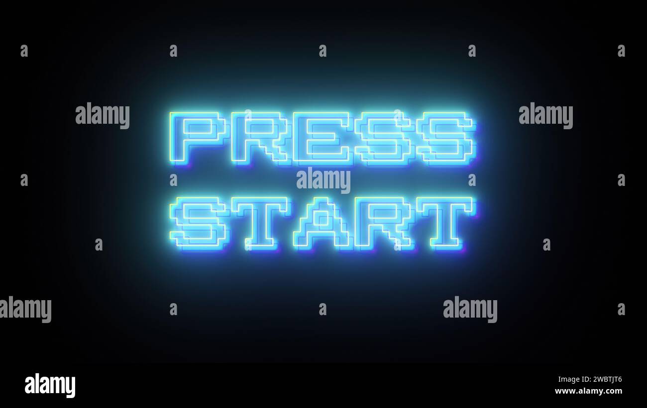 Press start text. Computer generated 3d render Stock Photo