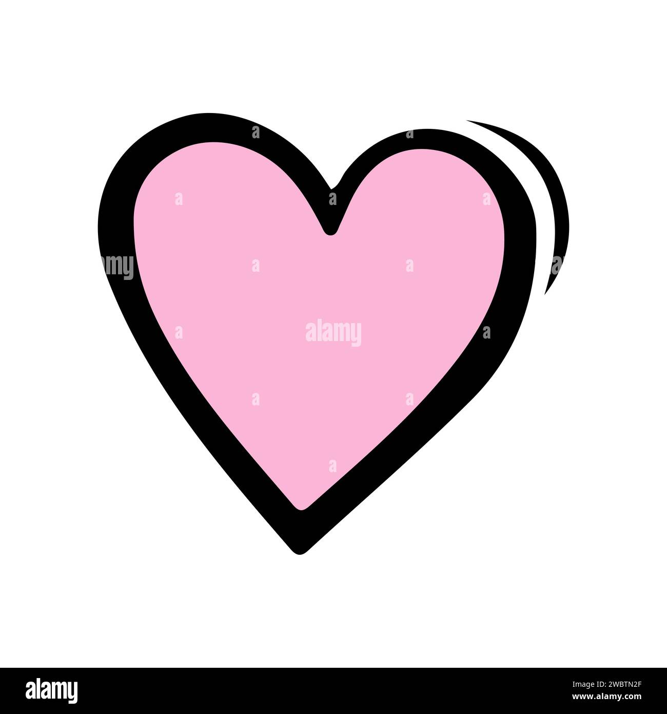 Pink doodle heart isolated on white background. Hand drawn love heart ...