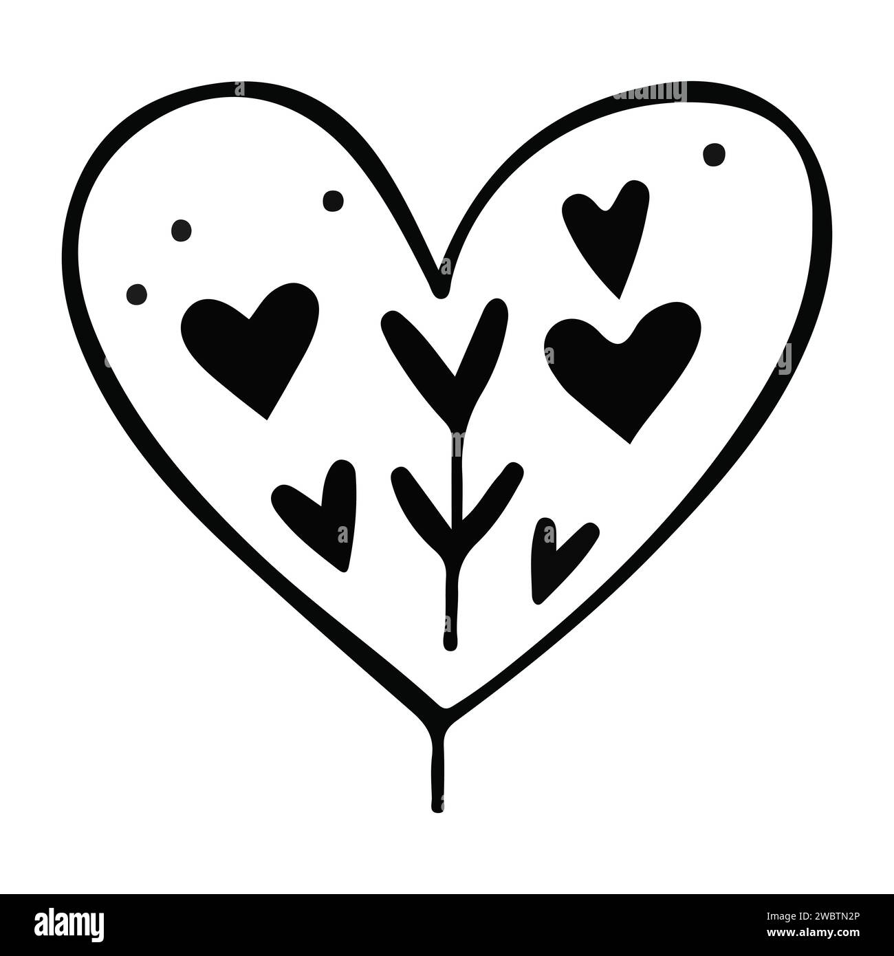 Doodle sketch heart, hand drawn love heart isolated on white background ...