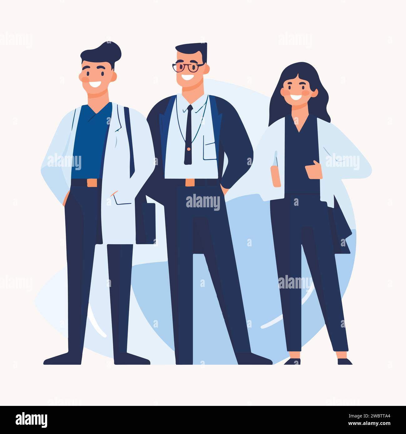 Group of young friendly people. Man and woman professionals vector illustration Stock Vector