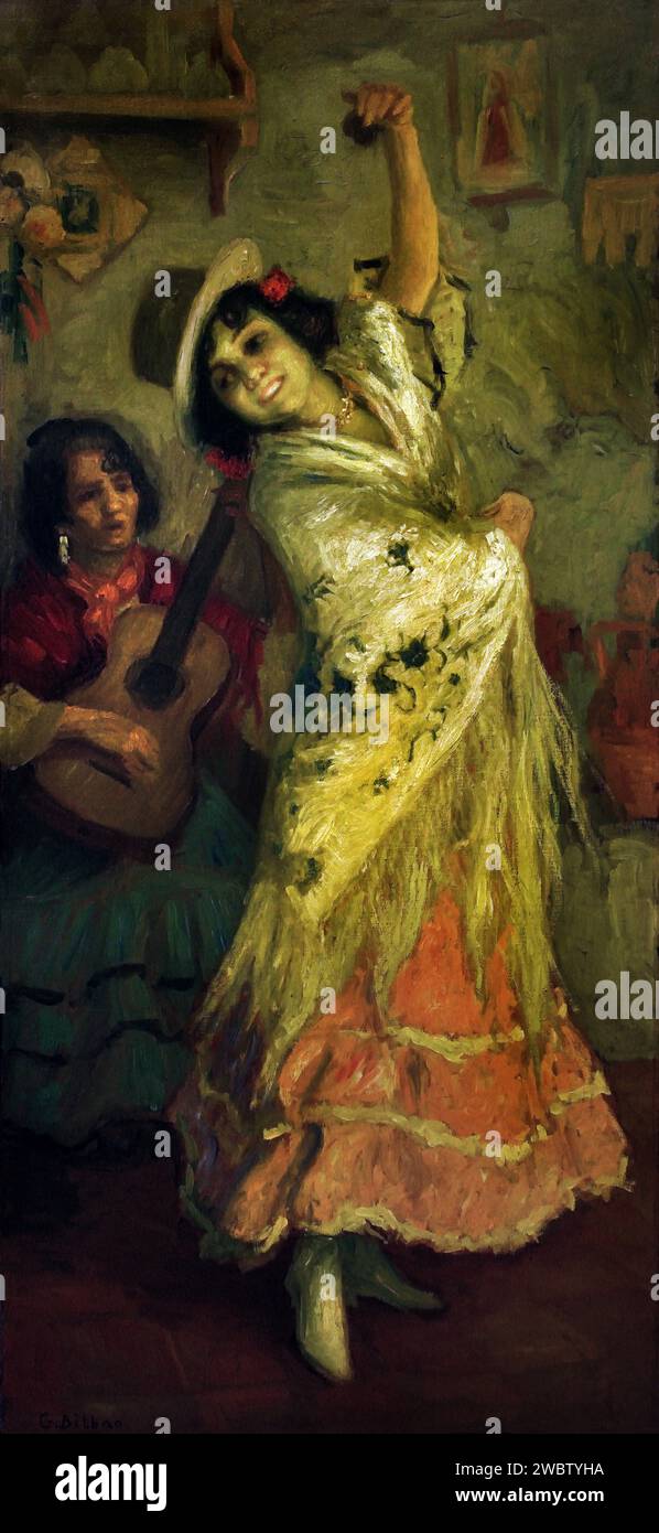 Flamenco Dancer  by Gonzalo Bilbao Martinez, (1860-1938), 19-20th,century, Italy, Italian Stock Photo
