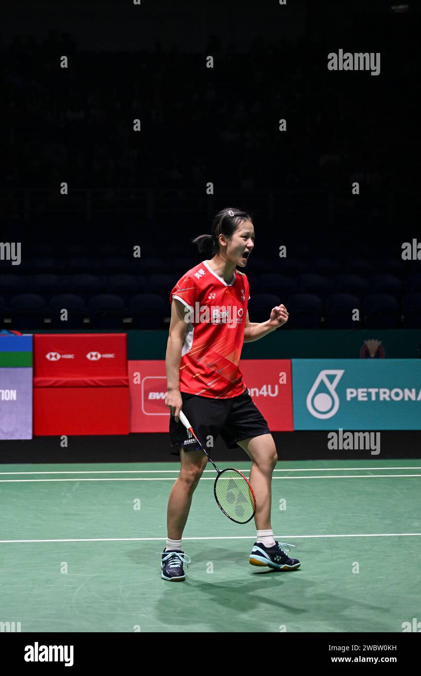 Kuala Lumpur, Malaysia. 12th Jan, 2024. Zhang Yiman of China celebrates ...