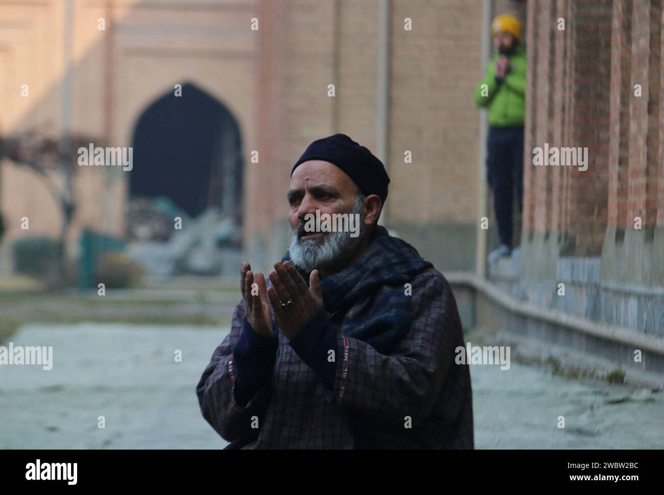January 12,2024, Srinagar Kashmir, India : A man prays at the Jamia ...