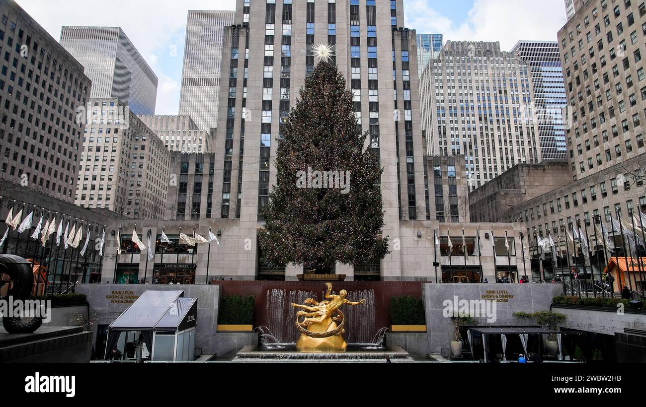 NEW YORK CITY, NEW YORK, USA JANUARY 10, 2024 Christmas tree at