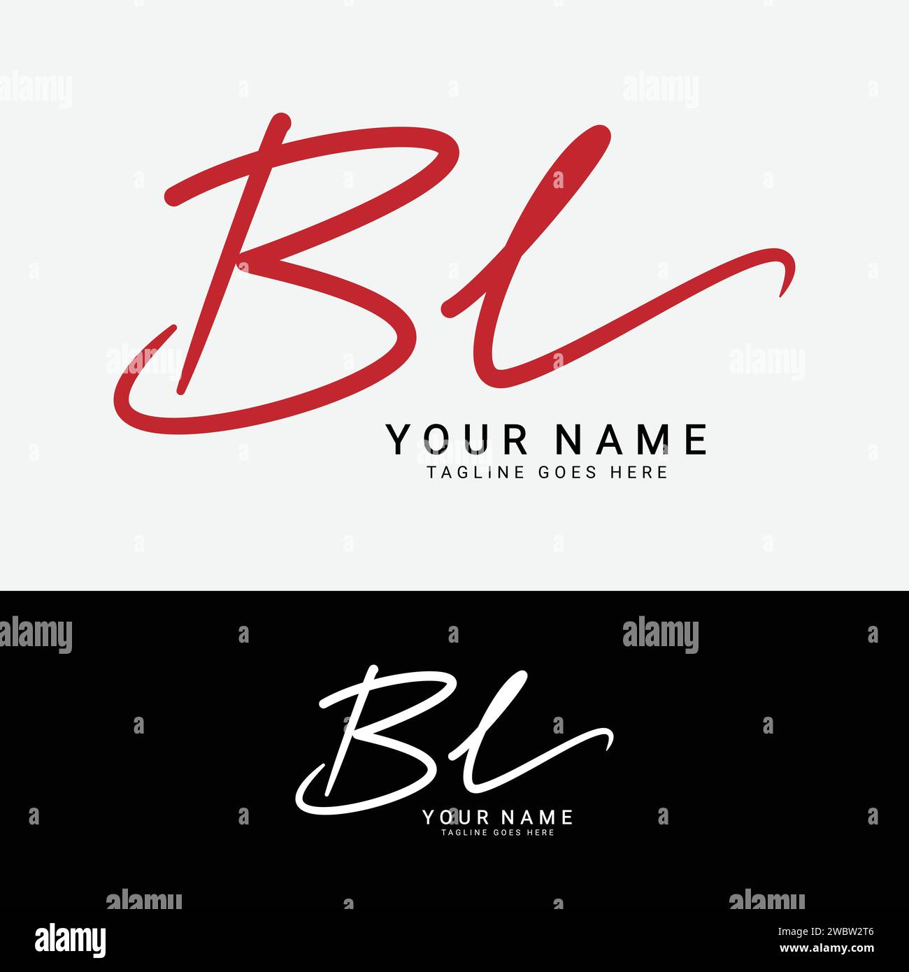 B, L, BL Initial handwriting or handwritten letter logo for identity. Logo with signature, wedding, fashion, floral, botanical and hand drawn in style Stock Vector