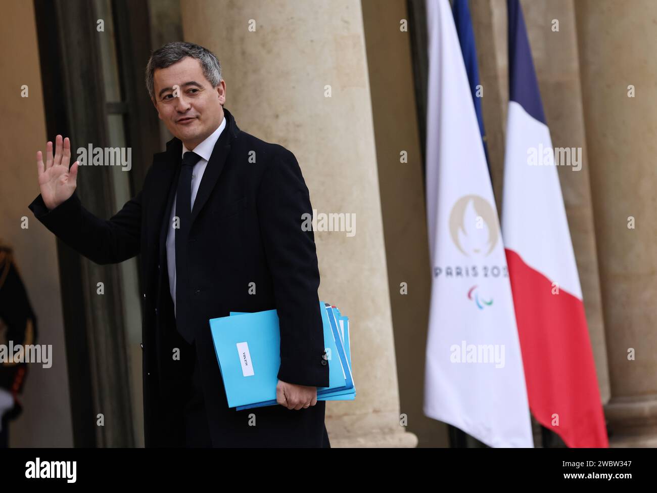 Paris, France. 12th Jan, 2024. French Interior Minister Gerald Darmanin