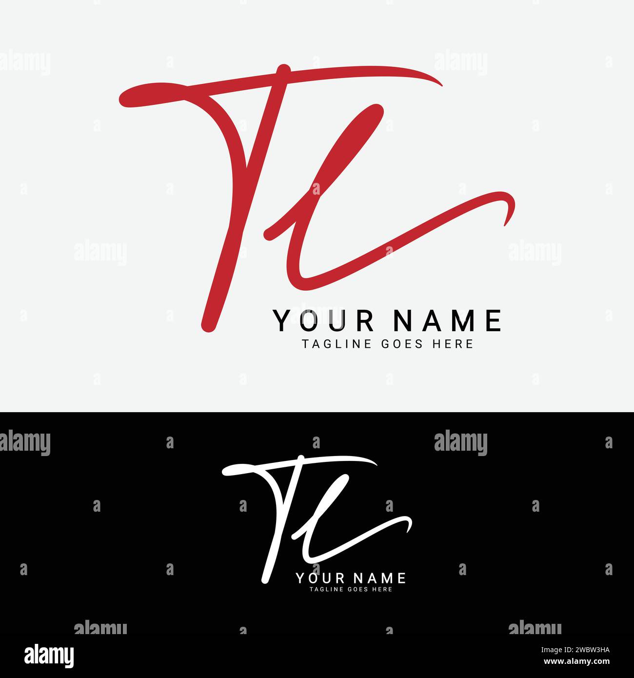 T, L, TL Initial handwriting or handwritten letter logo for identity. Logo with signature, wedding, fashion, floral, botanical and hand drawn in style Stock Vector