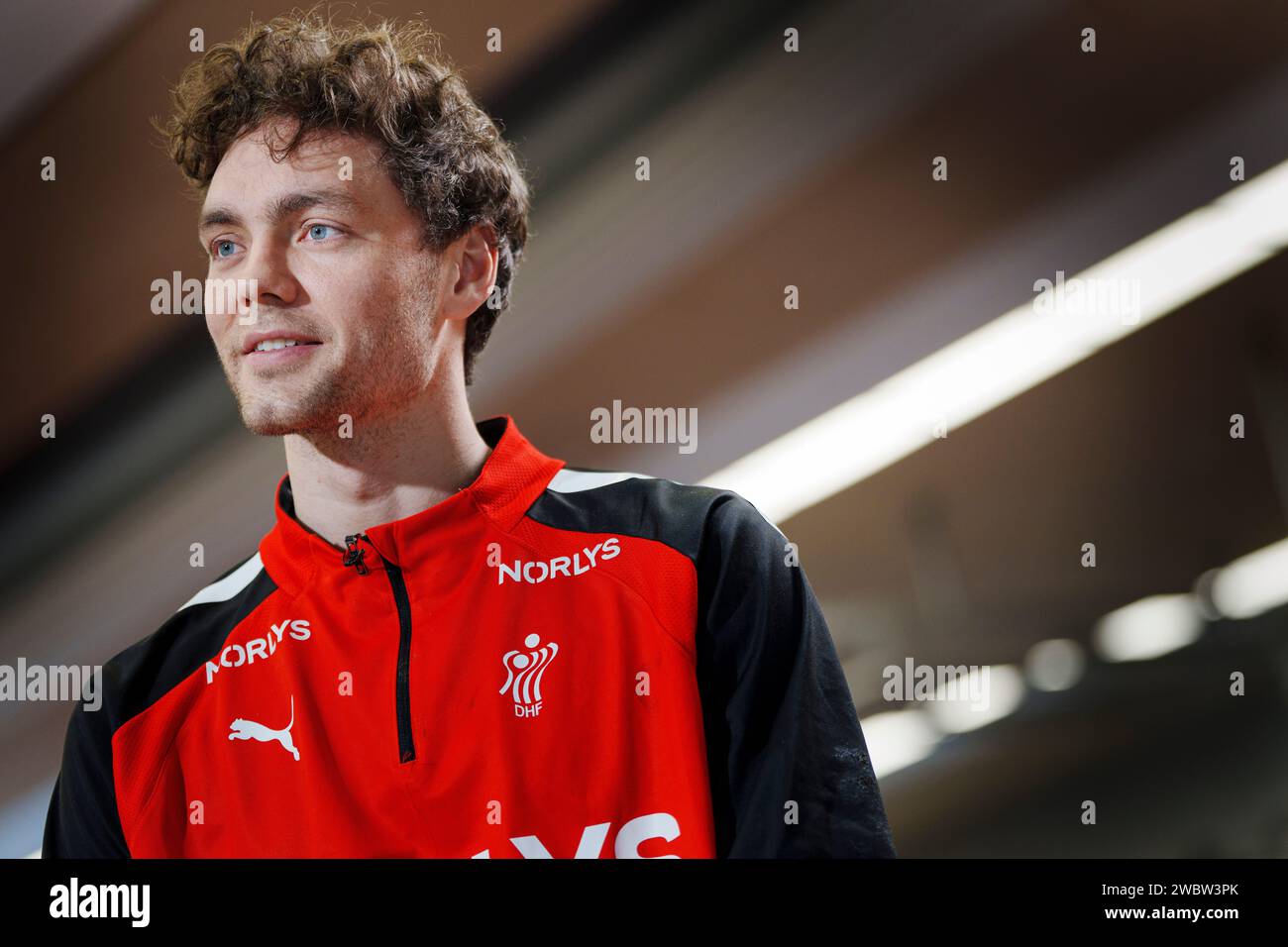 Munich, Germany, 12 January 2024. Niclas Kirkeloekke during the