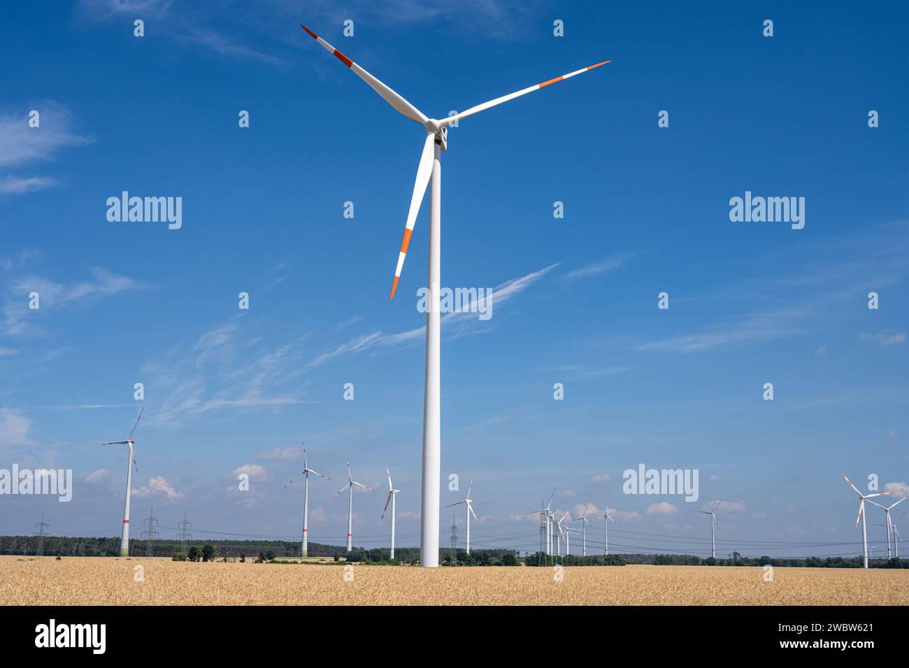 Wind turbines in barren fields seen in Germany Stock Photo - Alamy