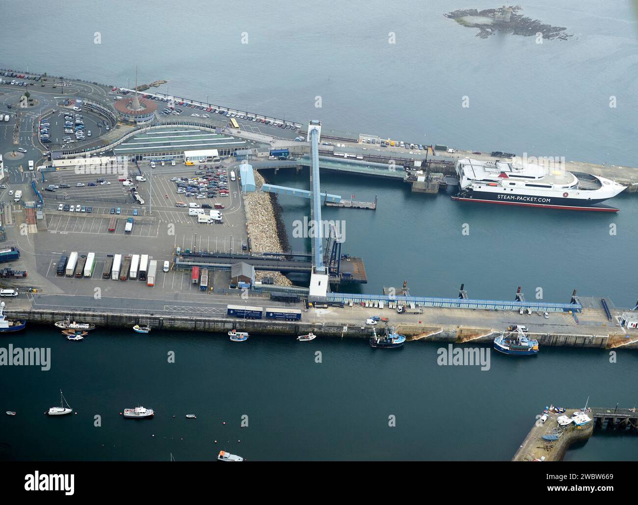 An Aerial Photograph Of Douglas Capital Of The Isle Of Man Stock Photo an-aerial-photograph-of-douglas-capital-of-the-isle-of-man-stock-photo