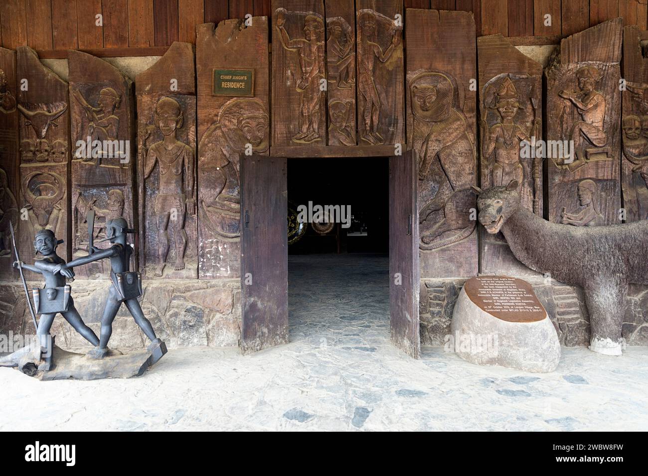 Traditional wood carved statute made by konyak tribe members at the