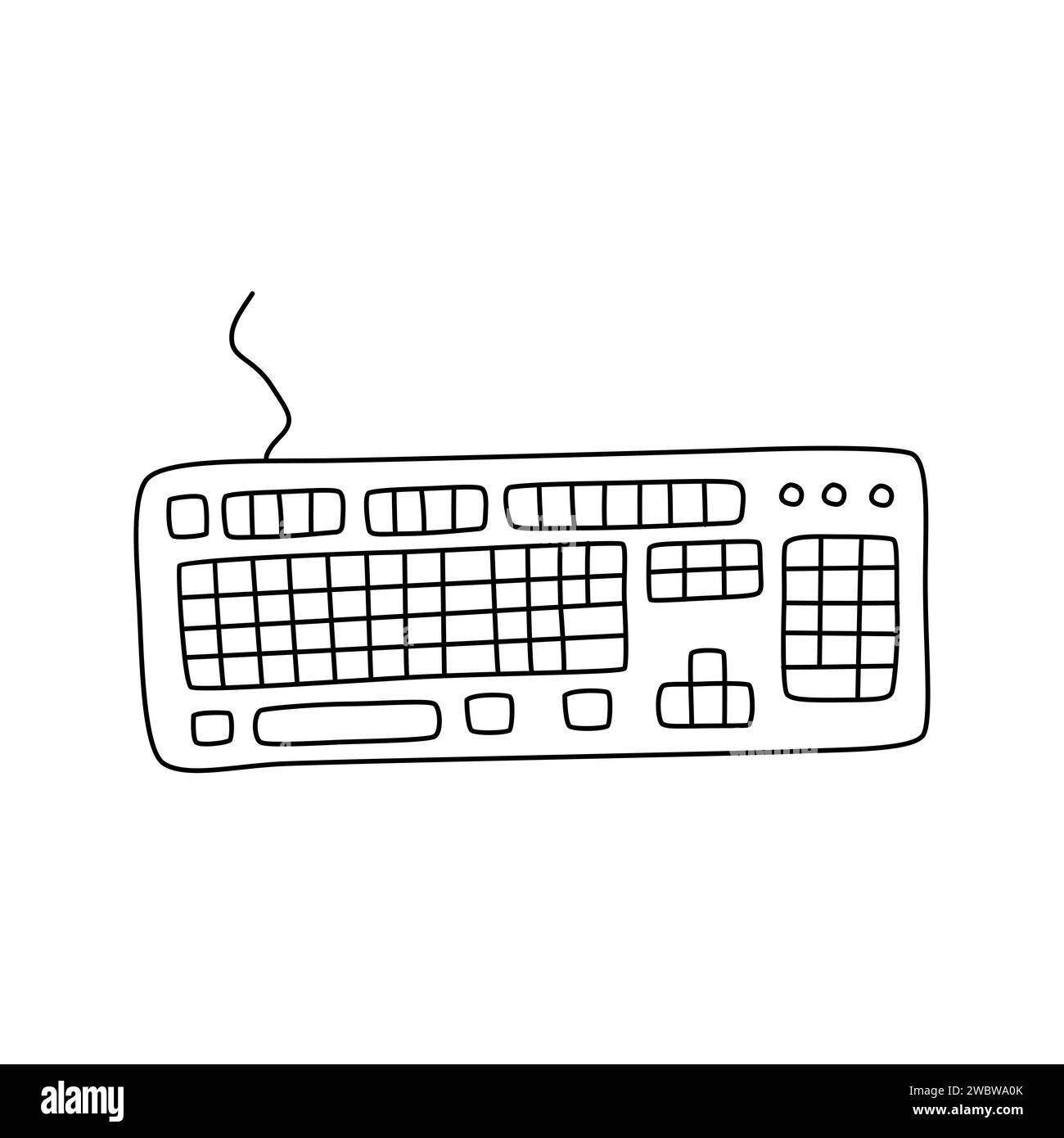 Keyboard in doodle style. Vector illustration isolated on white background Stock Vector