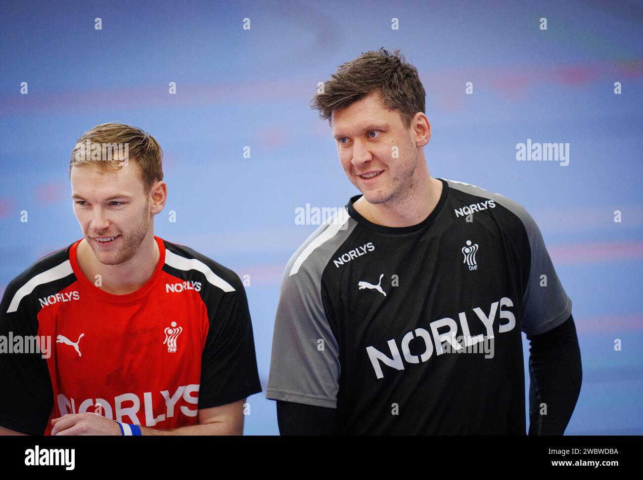 Mathias Gidsel and Niklas Landin during the national handball team's