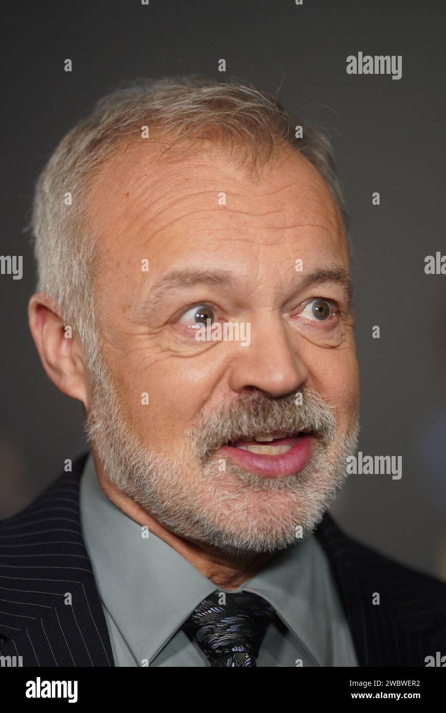 Graham Norton arrives for the premiere of LOL: Last One Laughing Ireland, at the Dublin Royal Convention Centre. Picture date: Friday January 12, 2024. Stock Photo