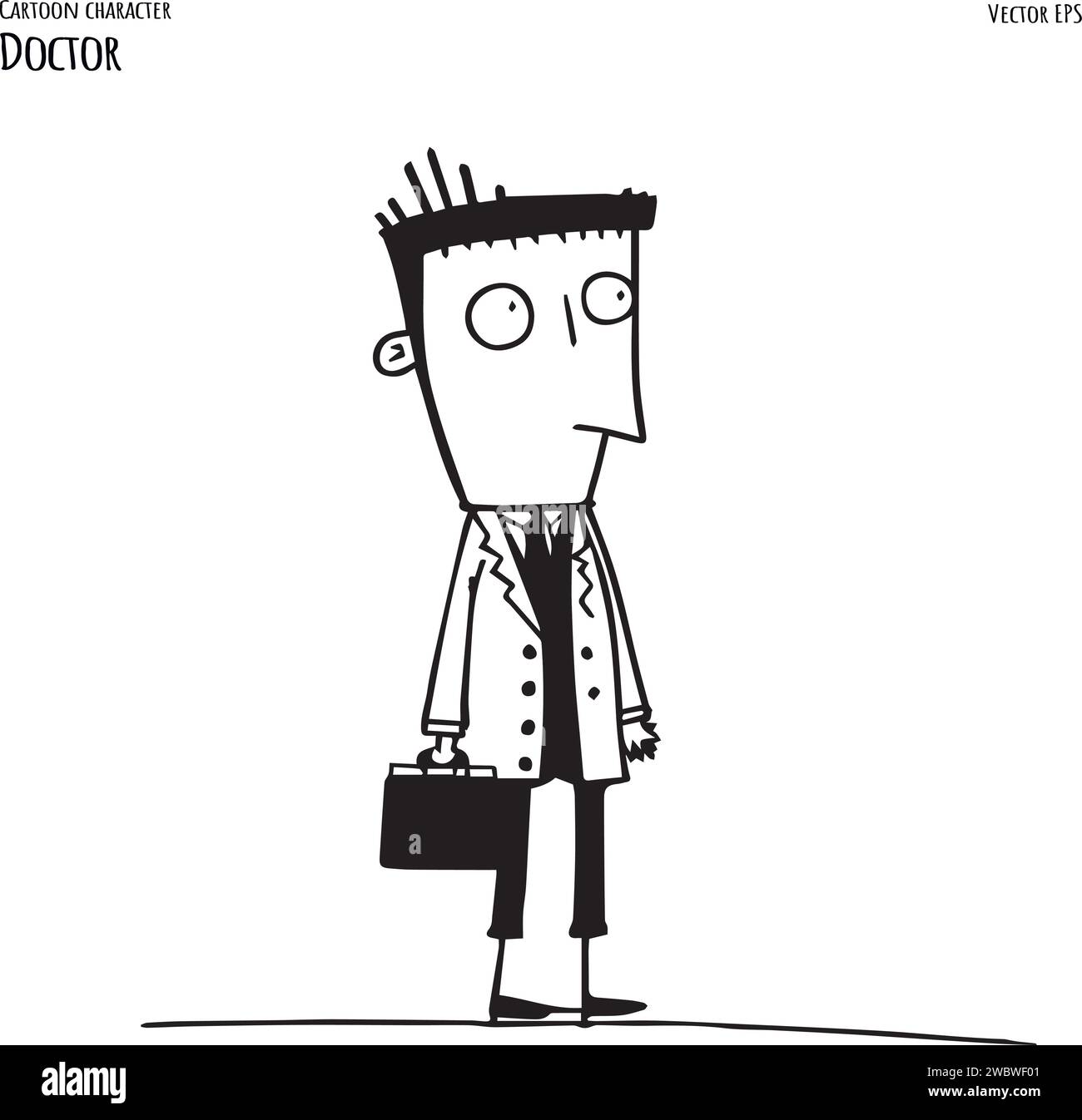 Medical doctor cartoon character Black and White Stock Photos & Images ...