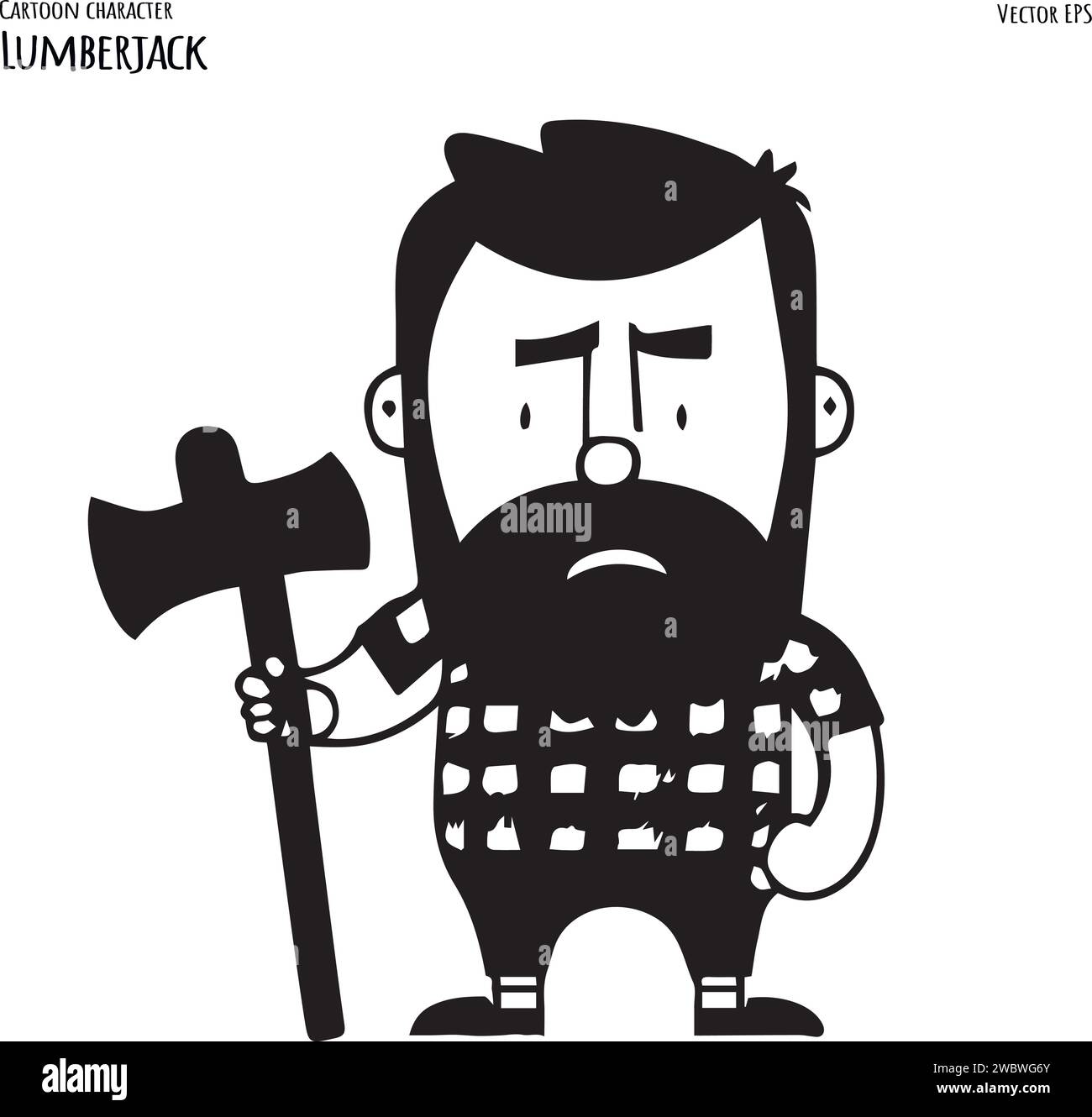 Hand drawn cartoon illustration of lumberjack. Vector. Vector illustration Stock Vector