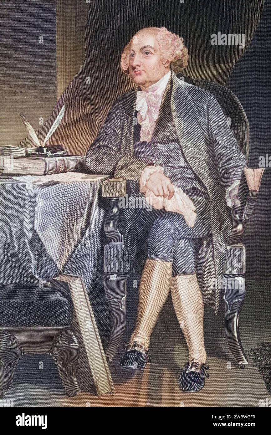 John Adams 1735-1826, Erster Vizepräsident und zweiter Präsident der Vereinigten Staaten of America, Nach einem Gemälde von Alonzo Chappel, Historisch, digital restaurierte Reproduktion von einer Vorlage aus dem 19. Jahrhundert, Record date not stated Stock Photo