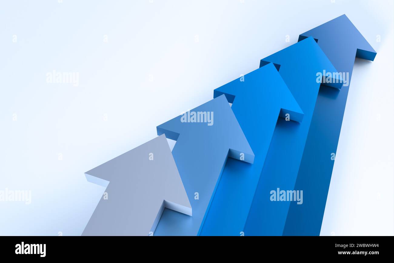 blue arrows on a white background. 3d render. growth concept Stock ...