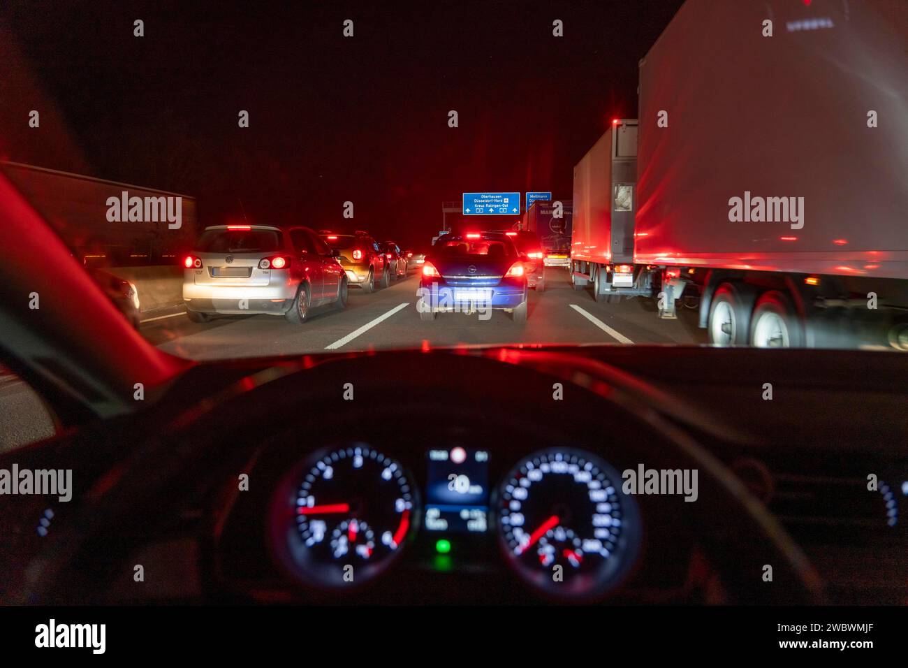 Traffic jam, motorway A3, near Mettmann, direction Oberhausen, partial