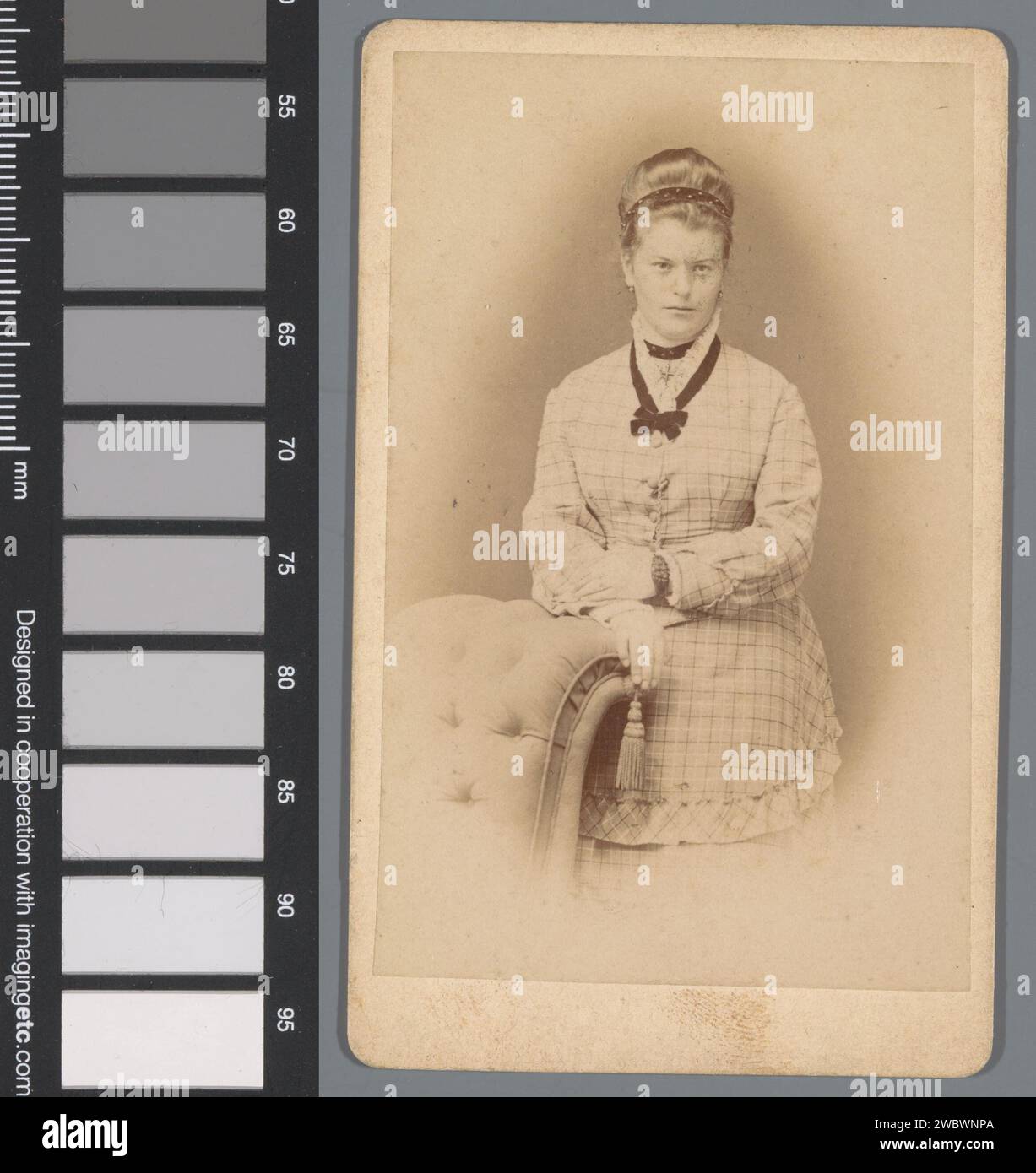 Portrait of an unknown woman, Adolph Meister, 1866 - 1893 Photograph. visit card  Bautzen paper. cardboard albumen print adult woman. anonymous historical person portrayed Bautzen Stock Photo