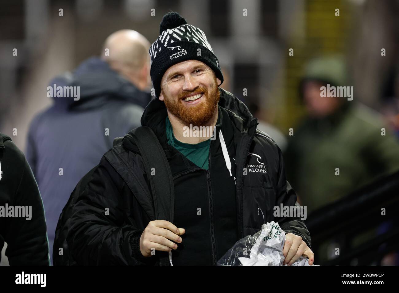 Newcastle, UK. 12th Jan, 2024. Rory Jennings of Newcastle Falcons arrives for the European Rugby Challenge Cup match between Newcastle Falcons and Benetton Rugby at Kingston Park, Newcastle on Friday 12th January 2024. (Photo: Chris Lishman | MI News) Credit: MI News & Sport /Alamy Live News Stock Photo