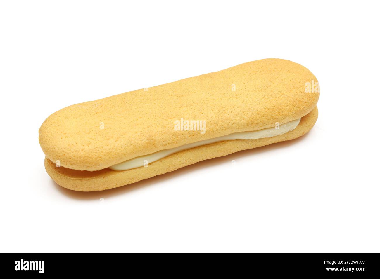 Vanilla cream filled ladyfinger dessert snack isoalted on white