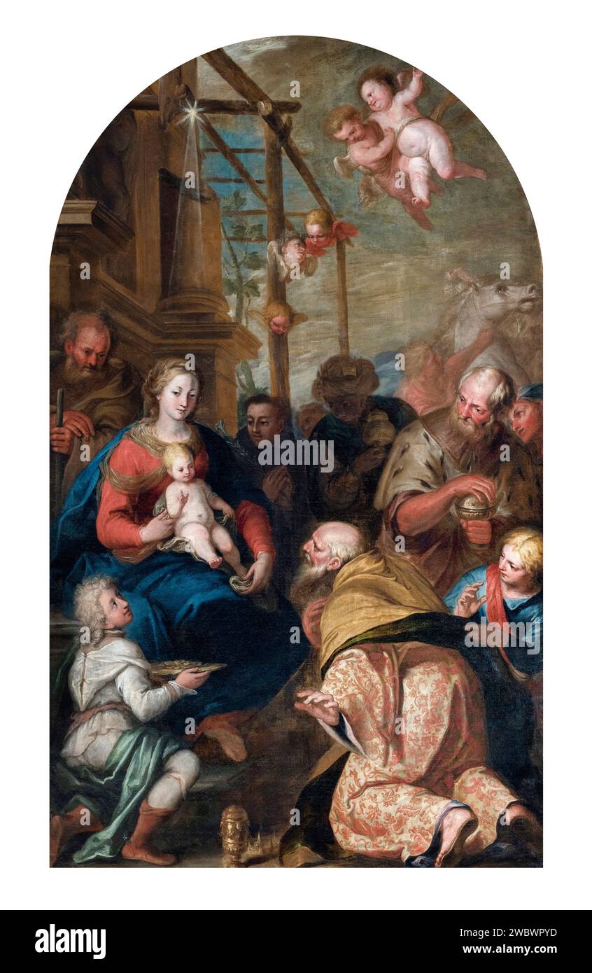 Adorazione dei M;agi  - olio su tela  - Carlo Sacchi - XVII secolo   - Pavia, chiesa di S. Teodoro Stock Photo