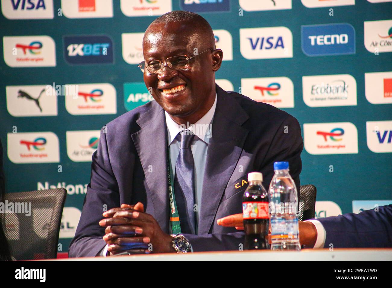 ABIDJAN, COTE D'IVORE - JANUARY 12;  Augustin Senghor, 1st Vice-President, Caf during the press conference ahead of the TotalEnergies Caf Africa Cup o Stock Photo