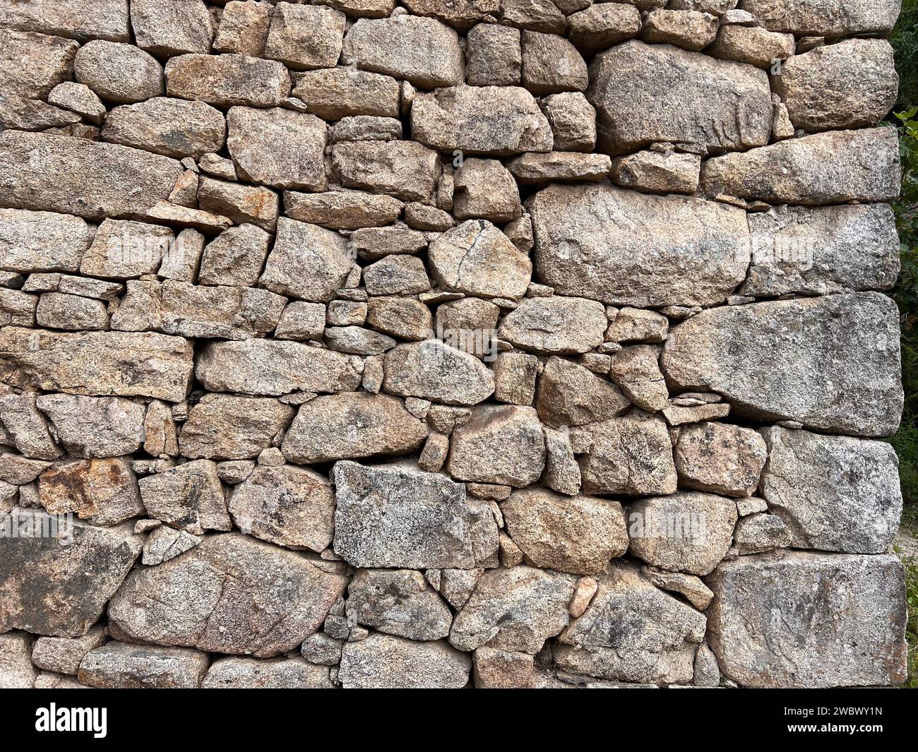 Detail of a traditional dry stone masonry from the south of France in the Cevennes Stock Photo