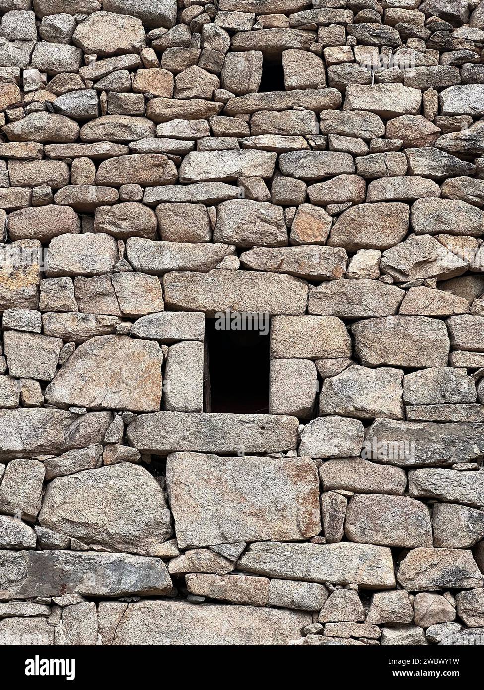 Detail of a traditional dry stone masonry from the south of France in the Cevennes Stock Photo