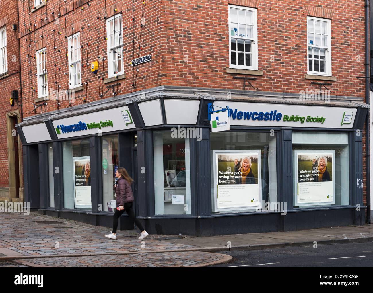Branch ot the Newcastle Building Society in the market town of Morpeth, Northumberland, UK. Stock Photo
