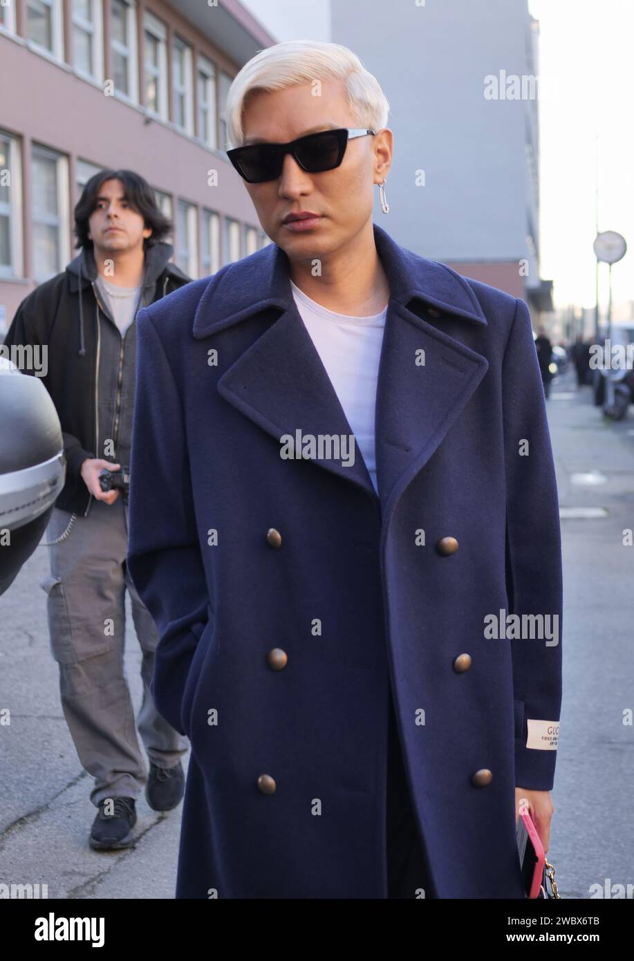 Milan, . 12th Jan, 2024. Guests, fashion bloggers, celebrities before