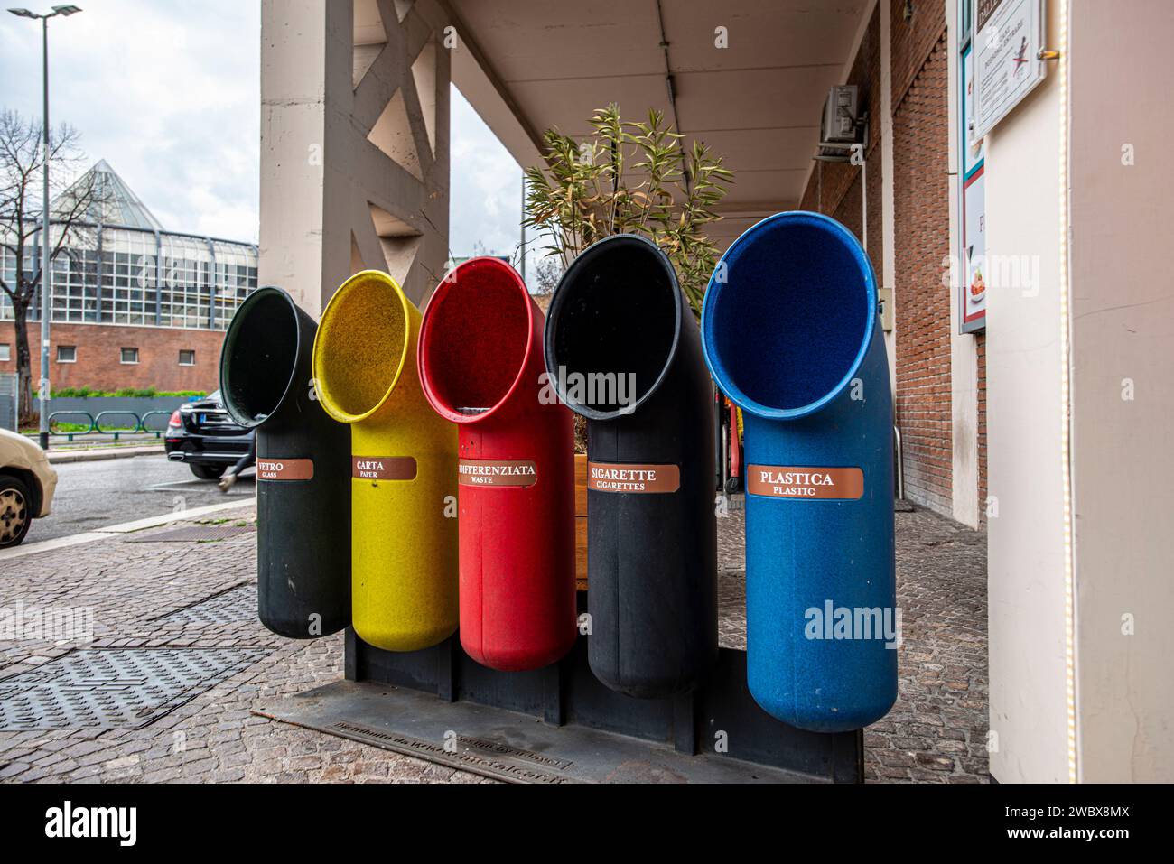 Trash and junk bins in Rome, Italy Stock Photo Alamy