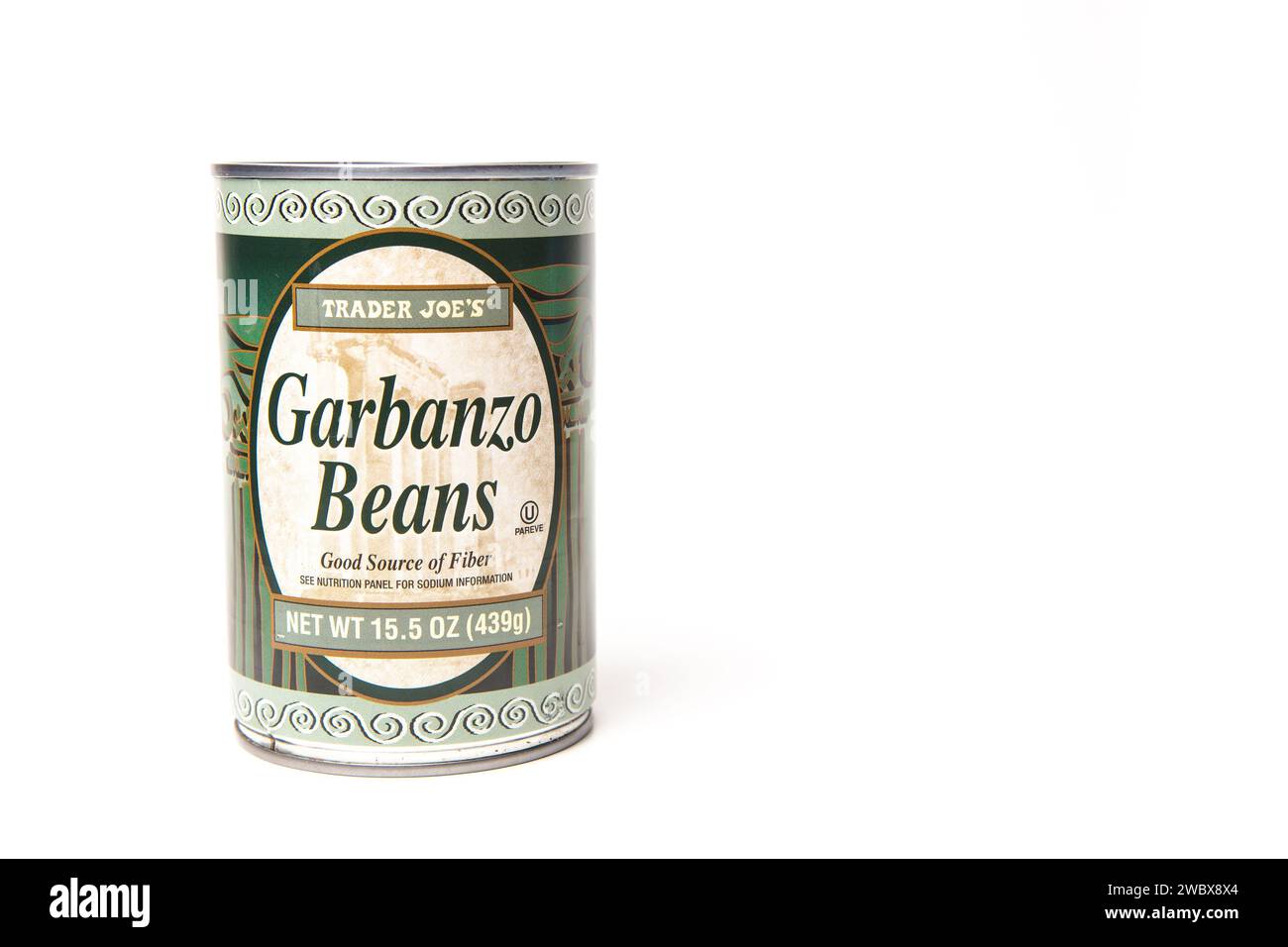 Can of Trader Joes Garbanzo Beans with white background with copy space Stock Photo Alamy