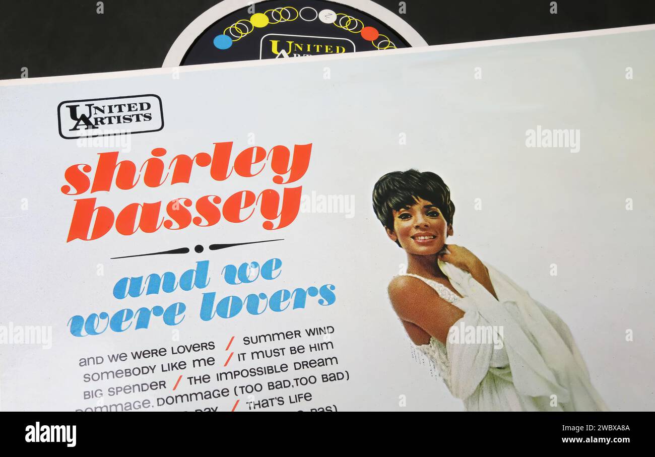 Viersen, Germany - May 9. 2023: Closeup of singer Shirley Bassey vinyl record album cover And we were lovers from 1967 Stock Photo