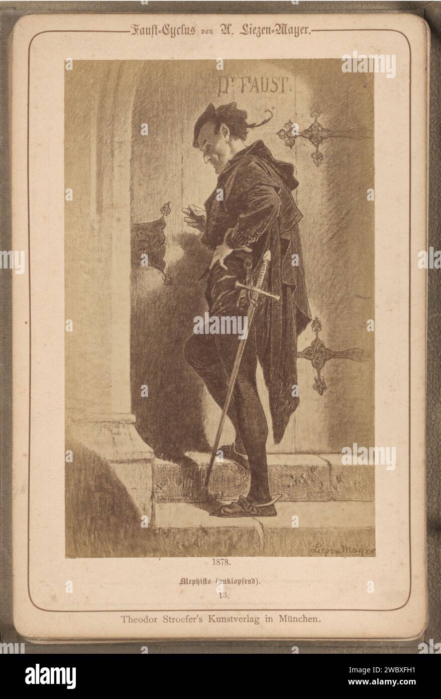 Photo production of (presumably) a drawing entitled 'Mephisto beats on