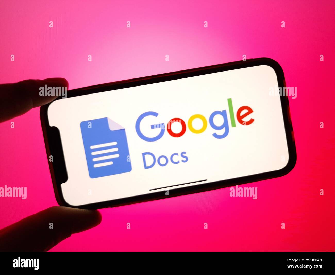 Konskie, Poland - January 12, 2024: Google Docs logo displayed on mobile phone screen Stock Photo