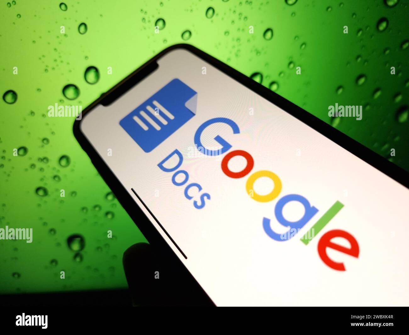 Konskie, Poland - January 12, 2024: Google Docs logo displayed on mobile phone screen Stock Photo