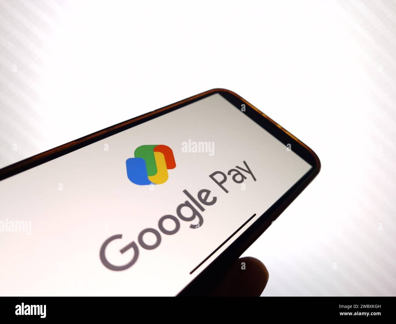 Konskie, Poland January 12, 2024 Google Pay logo displayed on mobile