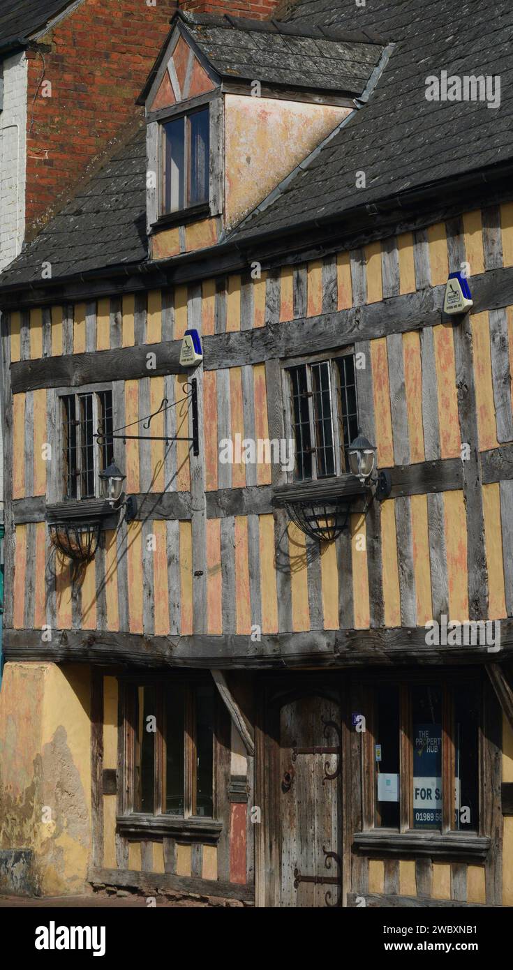 Ross On Wye, Herefordshire, England Sept 24 2023: 23 Brookend Street, a Grade II listed, historic Tudor style timber framed house dwelling Stock Photo