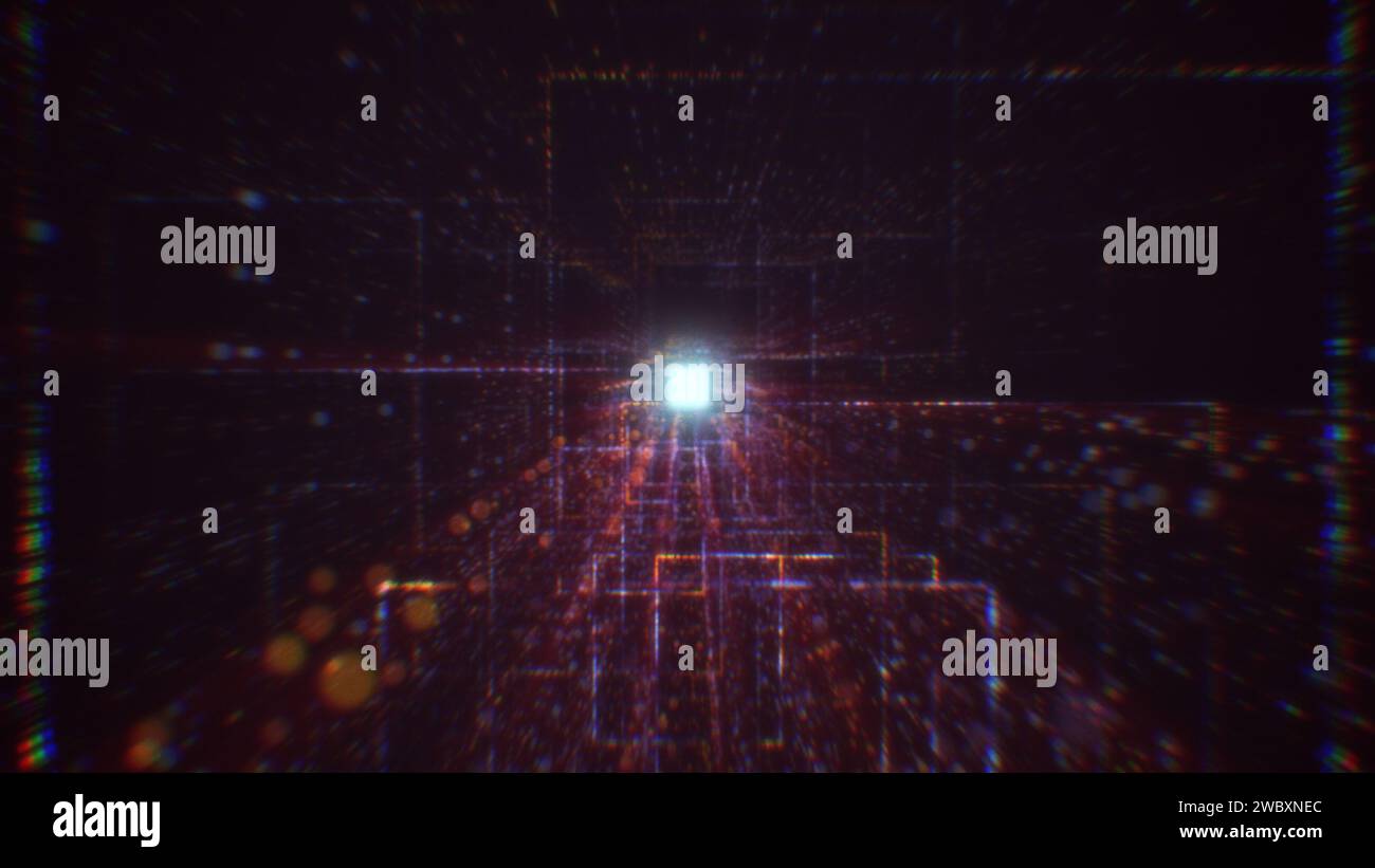 3D rendering of an abstract digital tunnel in cyberspace made of ...