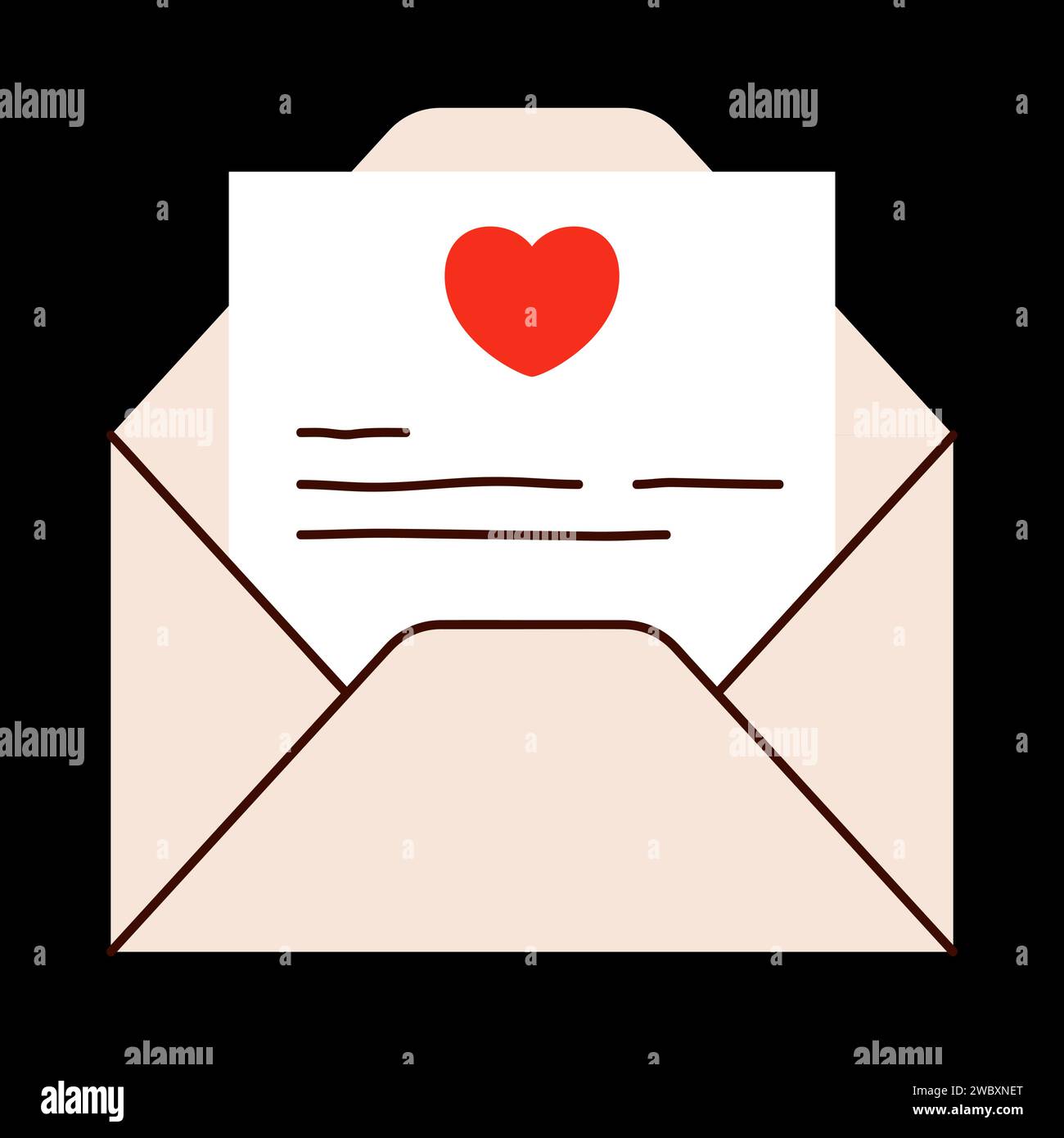 love message Valentines day minimal love letter vector illustration ...