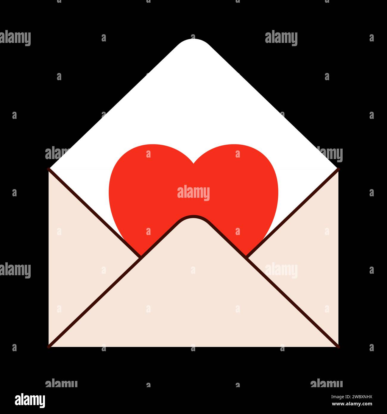 love letter envelope Valentines day minimal love letter vector ...