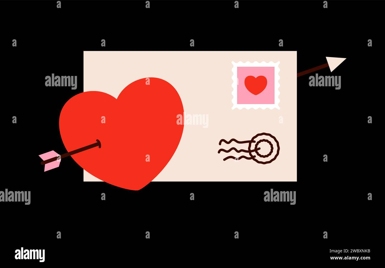 love letter envelope Valentines day minimal love letter vector ...