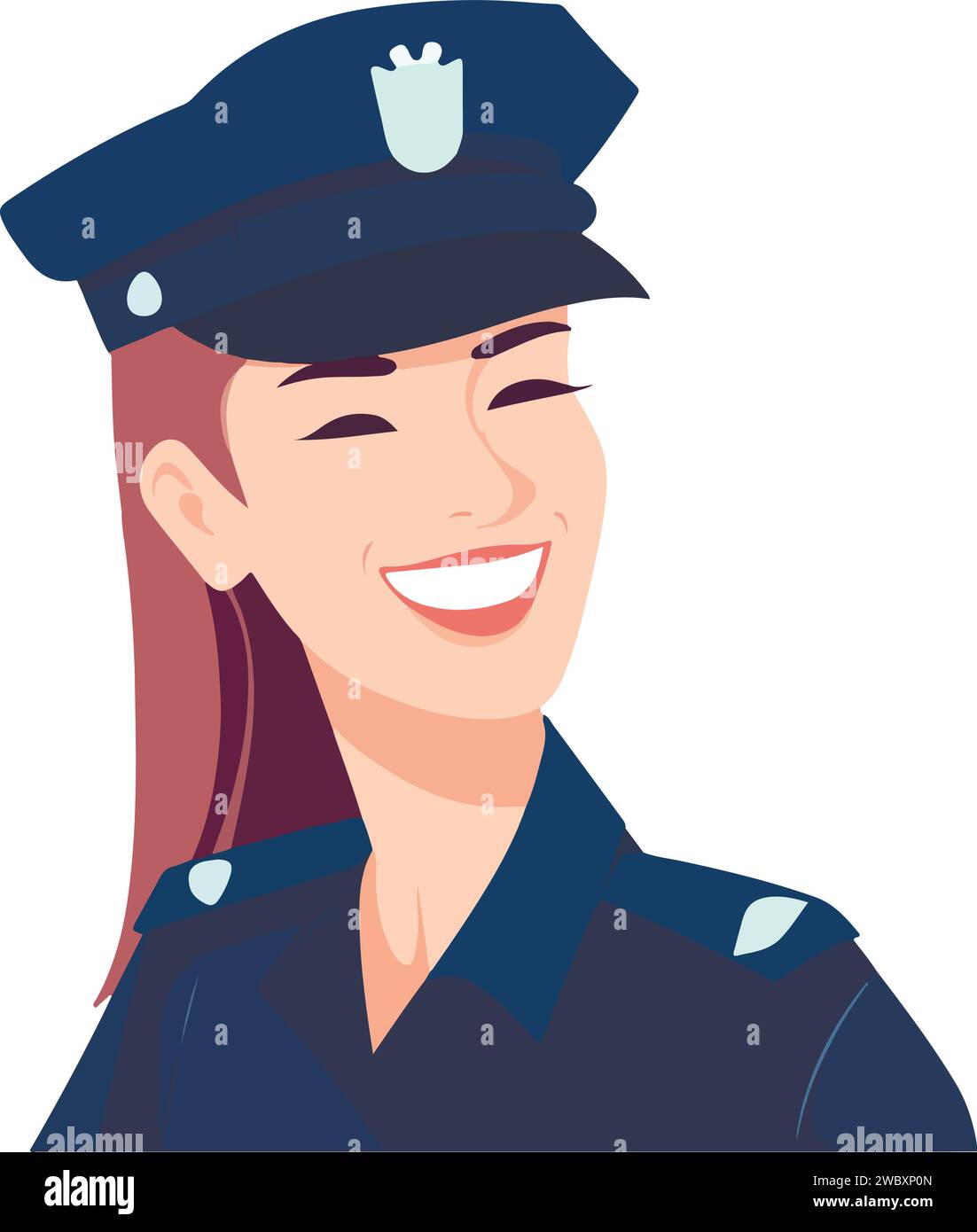 Beautiful girl police-officer in uniform. Vector illustration. Isolated ...