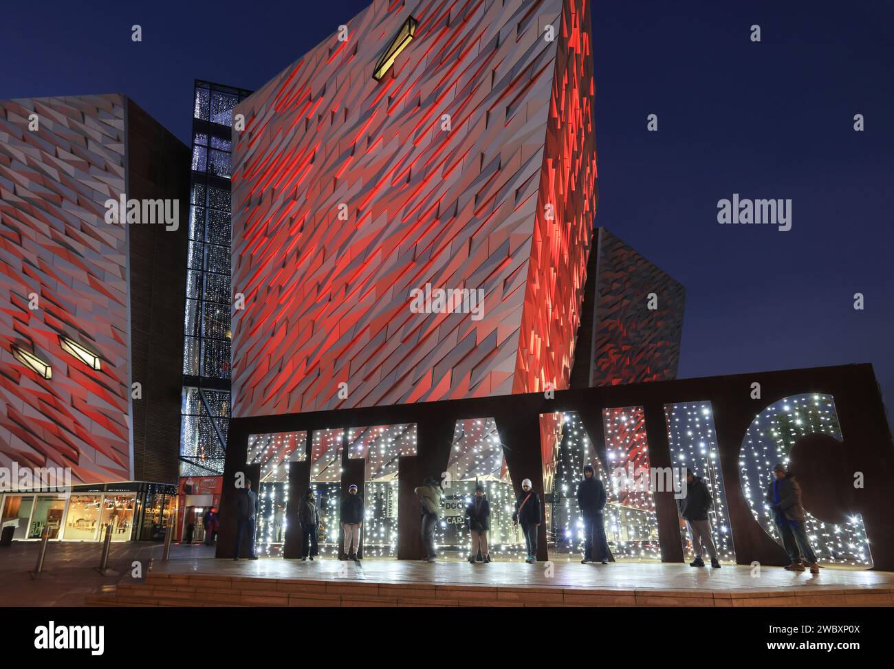 The Titanic Museum illuminated in the Christmas season in the Titanic