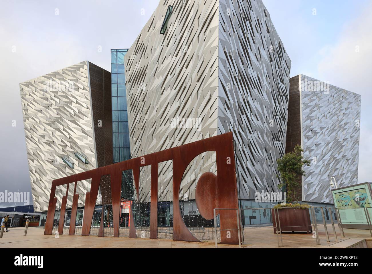 Exterior of the Titanic Museum with Christmas lights, in the Titanic