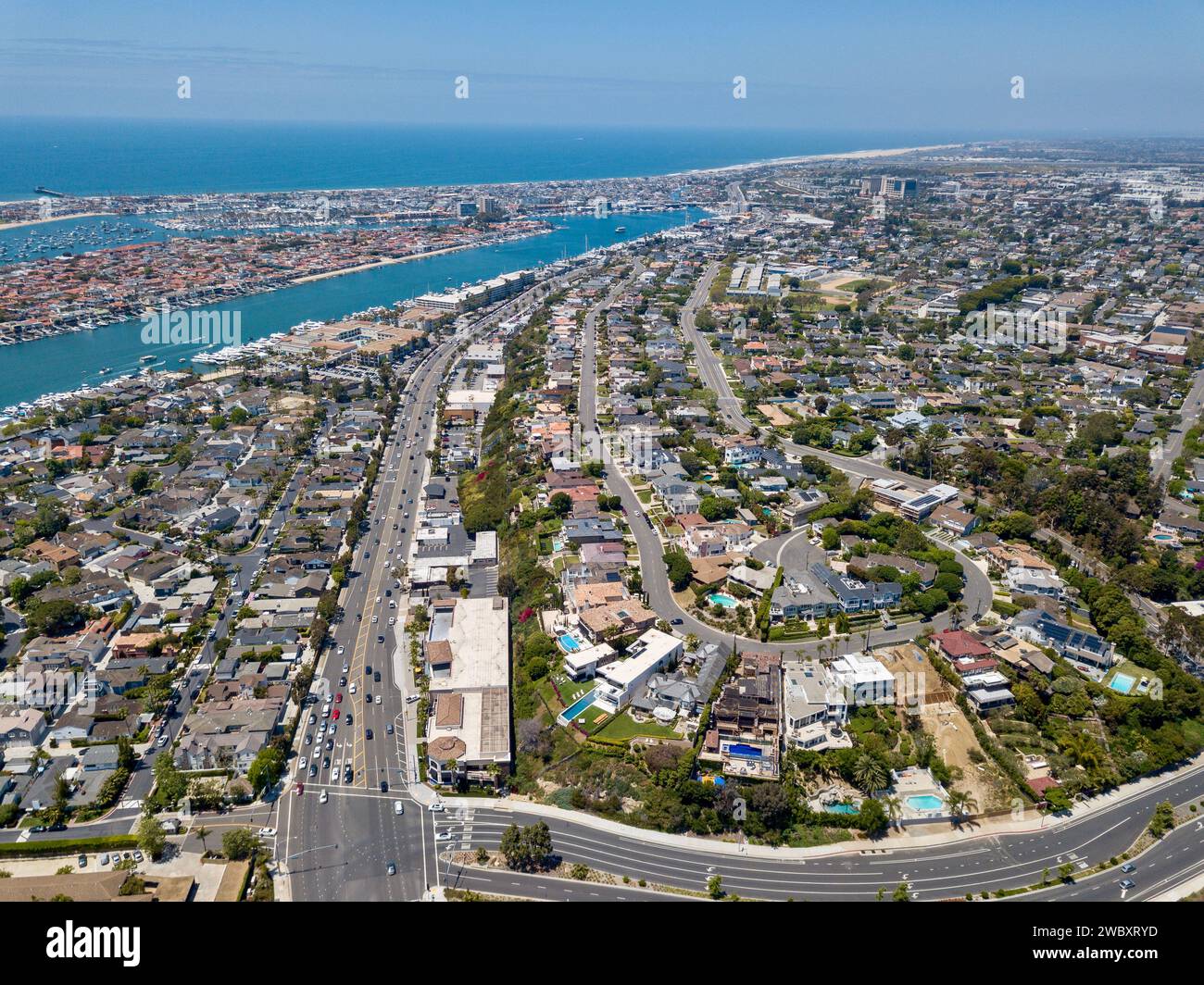Aerial landscape of Newport Beach, Orange County, California Stock Photo